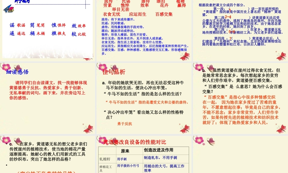 五年级语文下册 第3单元 11《黄道婆》课件5 语文S版-语文S版小学五年级下册语文课件