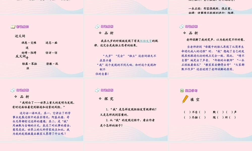 五年级语文下册 第二组 8《童年的发现》课堂教学课件3 新人教版-新人教版小学五年级下册语文课件