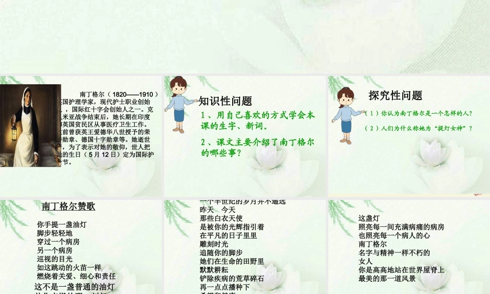 五年级语文下册 第3单元 12《提灯女神》课件7 语文S版-语文S版小学五年级下册语文课件