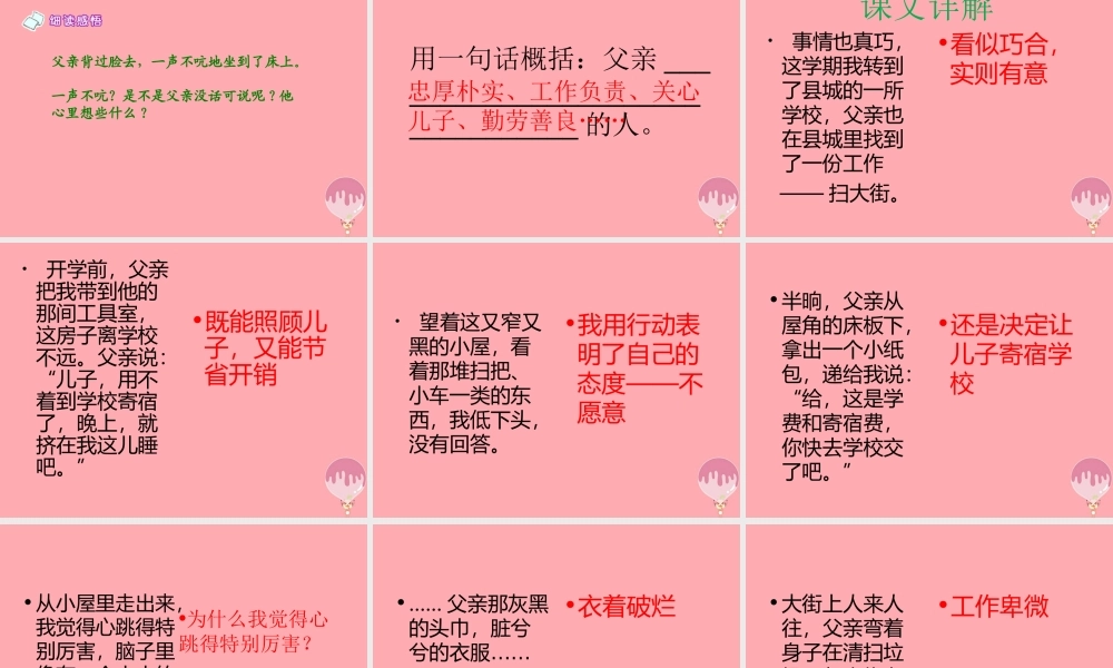 五年级语文上册 第六单元 扫大街的父亲课件1 湘教版-湘教版小学五年级上册语文课件