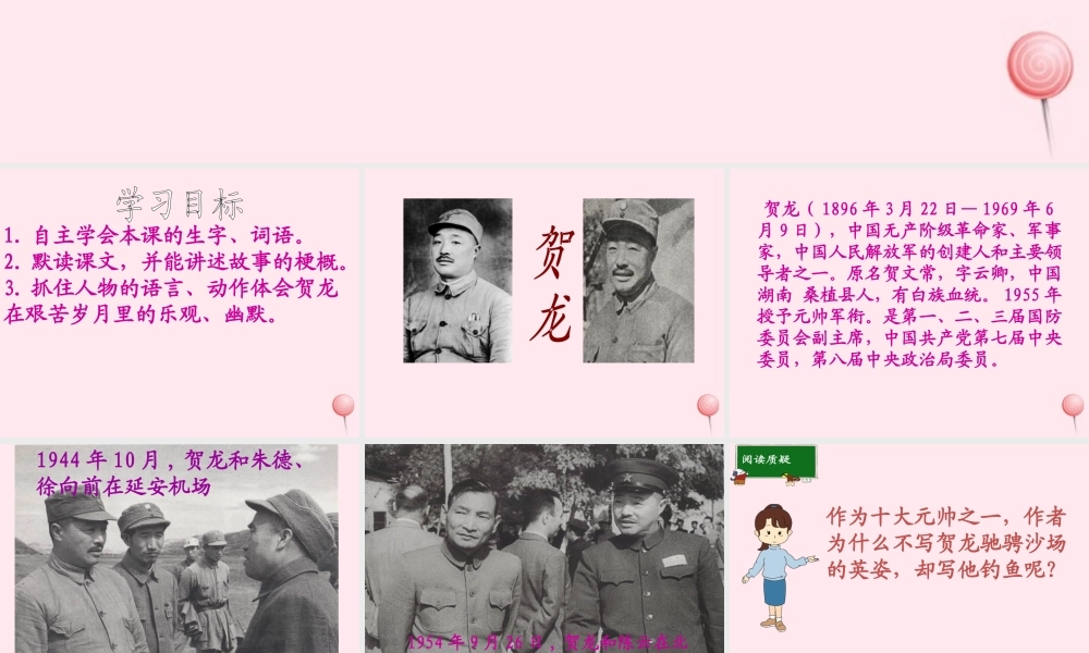 五年级语文下册 第七单元 第25课《贺龙钓鱼》课件 西师大版-西师大版小学五年级下册语文课件
