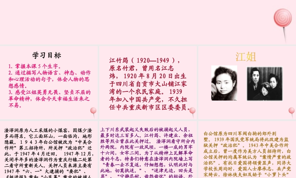 五年级语文下册 第七单元 第27课《江姐》课件 西师大版-西师大版小学五年级下册语文课件