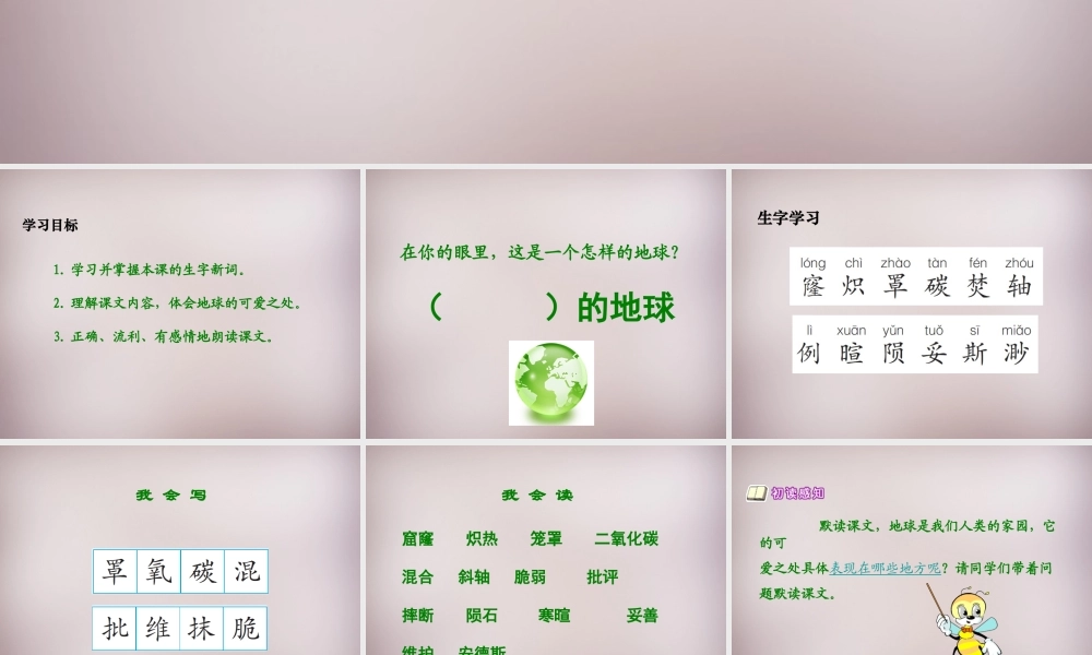 五年级语文上册《可爱的地球》课件2 语文A版-语文A版小学五年级上册语文课件