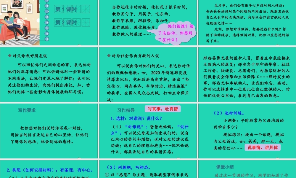 五年级语文上册 第六单元 习作《我想对您说》课件 新人教版-新人教版小学五年级上册语文课件