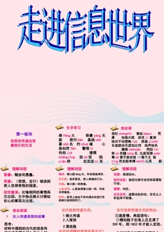 五年级语文下册 第六组《综合性学习：走进信息世界》教学课件1 新人教版-新人教版小学五年级下册语文课件