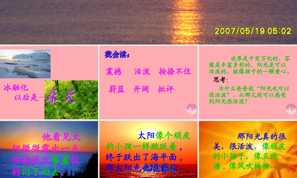 五年级语文上册 第六单元 阳光很活泼课件1 西师大版-西师大版小学五年级上册语文课件