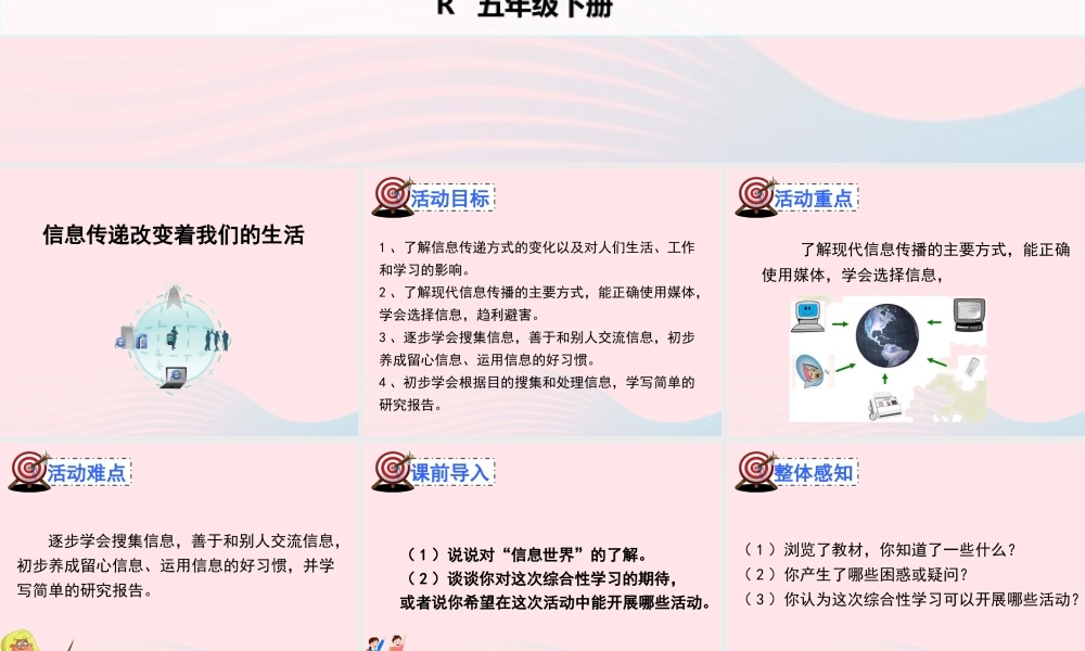 五年级语文下册 第六组《综合性学习：走进信息世界》教学课件2 新人教版-新人教版小学五年级下册语文课件