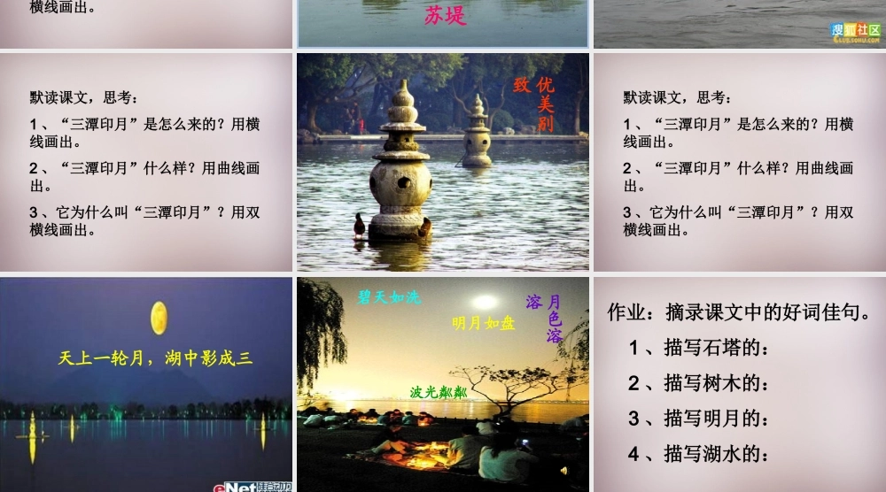 五年级语文上册《美丽的“三潭印月”》课件4 语文A版-语文A版小学五年级上册语文课件