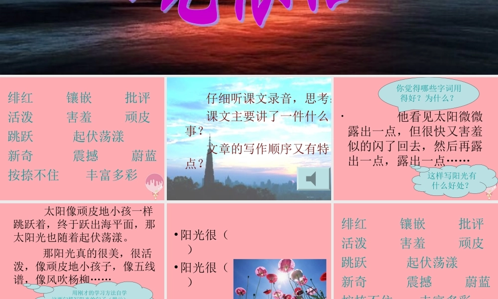 五年级语文上册 第六单元 阳光很活泼课件4 西师大版-西师大版小学五年级上册语文课件