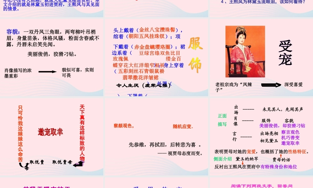 五年级语文下册 第七组 22 人物描写一组《凤辣子初见林黛玉》教学课件 新人教版-新人教版小学五年级下册语文课件