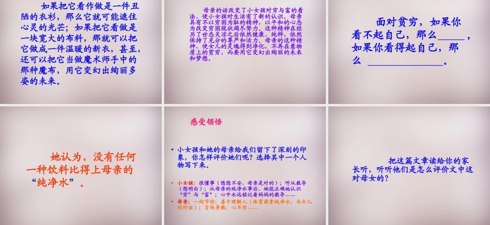 五年级语文上册《母亲的纯净水》课件3 语文A版-语文A版小学五年级上册语文课件