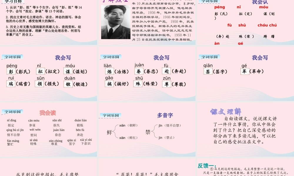 五年级语文下册 第四单元 10 青山处处埋忠骨教学课件 新人教版-新人教版小学五年级下册语文课件