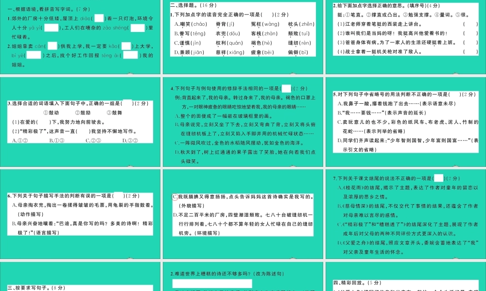 五年级语文上册 第六单元测试课件 新人教版-新人教版小学五年级上册语文课件