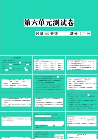 五年级语文上册 第六单元测试课件 新人教版-新人教版小学五年级上册语文课件