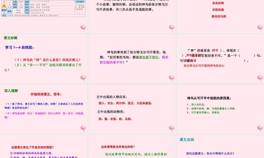 五年级语文下册 第一单元 1 神鸟课件 语文S版-语文S版小学五年级下册语文课件