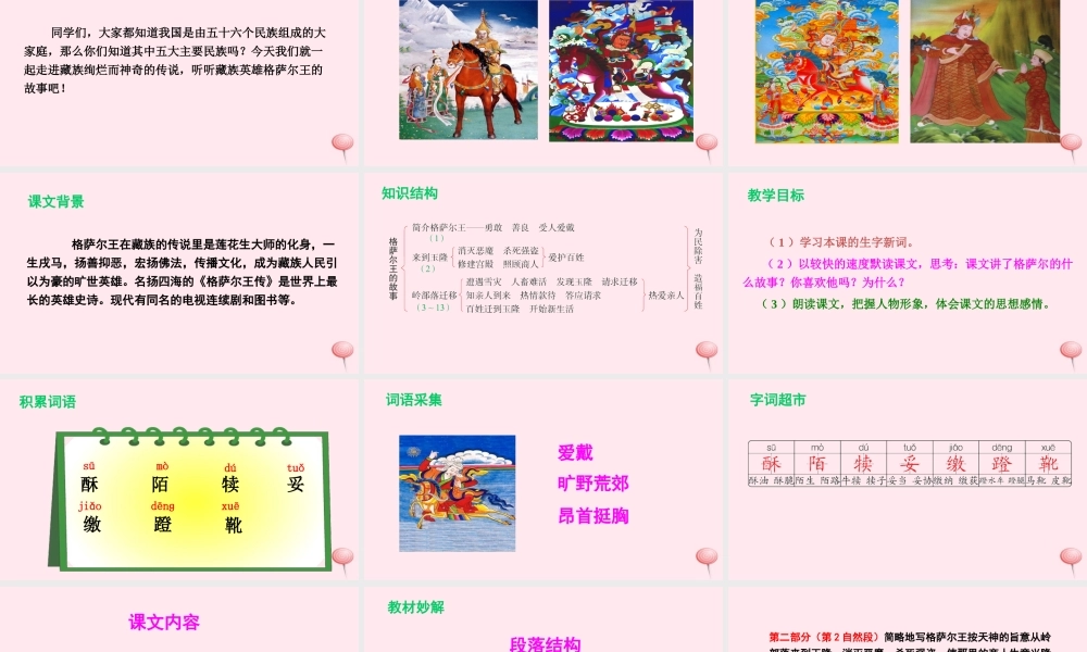 五年级语文下册 第一单元 2 格萨尔王的故事课件 语文S版-语文S版小学五年级下册语文课件