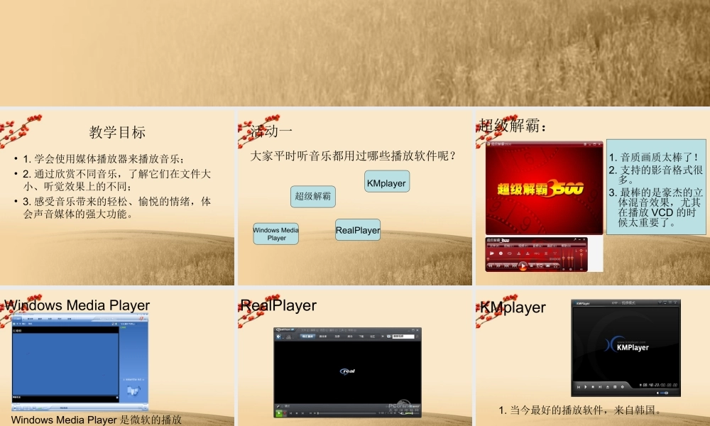 六年级信息技术上册 第二课 声音媒体课件 闽教版