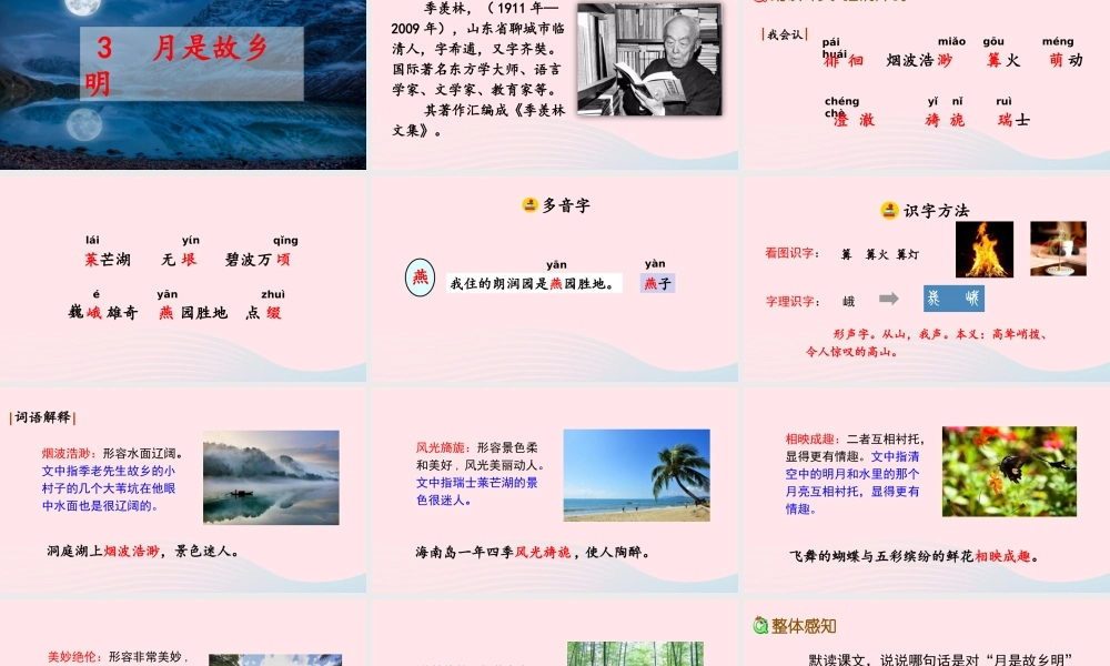 五年级语文下册 第一单元 3 月是故乡明精品课件 新人教版-新人教版小学五年级下册语文课件