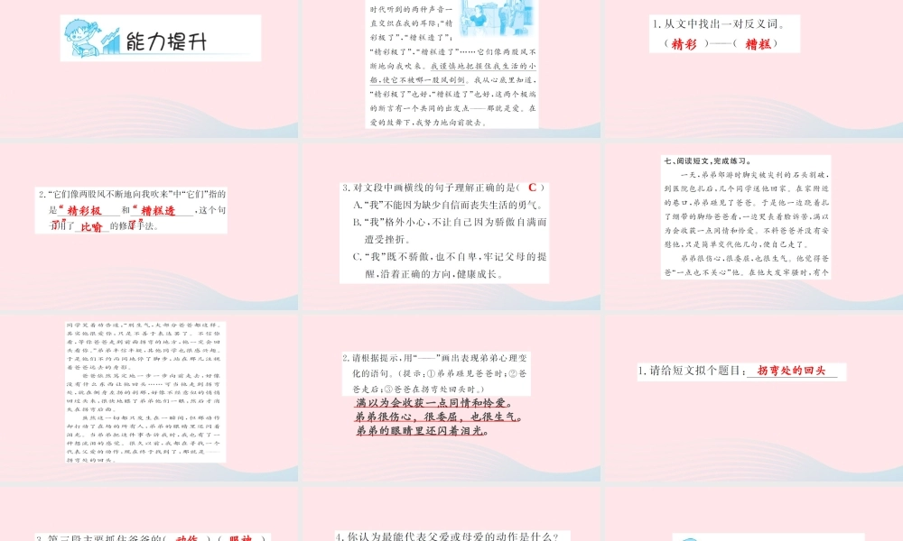 五年级语文上册 第六组 19 精彩极了和糟糕透了（第2课时）习题课件 新人教版-新人教版小学五年级上册语文课件