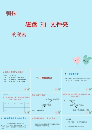 六年级信息技术上册 第一课《刺探磁盘和文件夹的秘密》课件1 川教版-川教版小学六年级上册信息技术课件