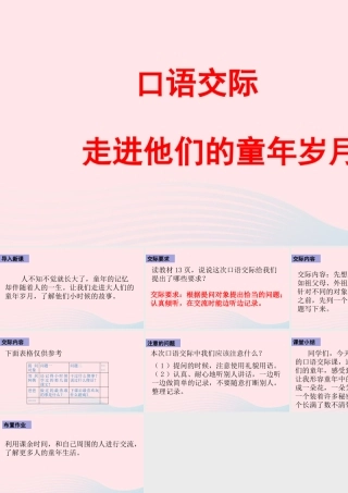 五年级语文下册 第一单元《口语交际：走进岁月》课件 新人教版-新人教级下册语文课件