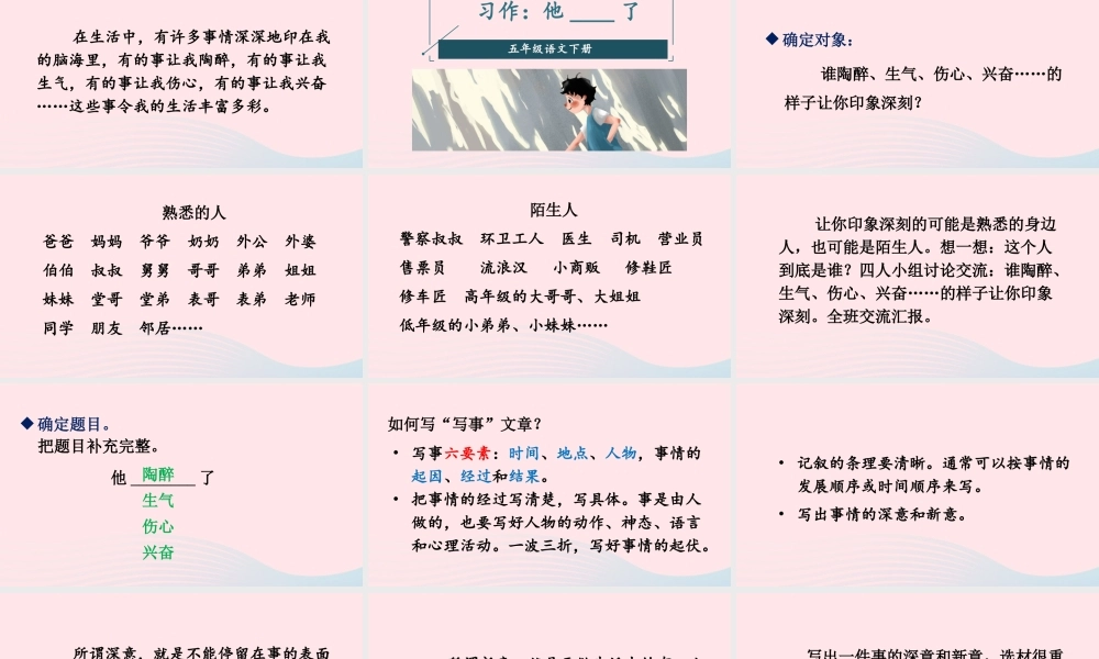 五年级语文下册 第四单元 习作：他        了课件 新人教版-新人教版小学五年级下册语文课件