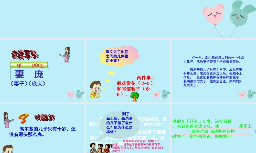 五年级语文上册 第四单元 14 高尔基和他的儿子教学课件 苏教版-苏教版小学五年级上册语文课件