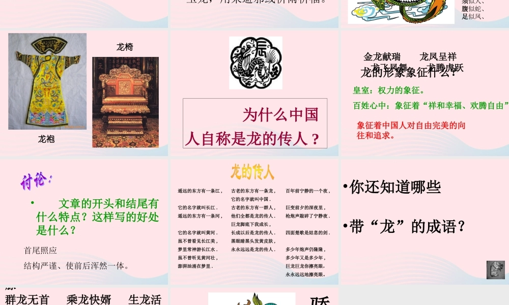 五年级语文下册 1《龙》龙的传人课件1 北师大版-北师大版小学五年级下册语文课件