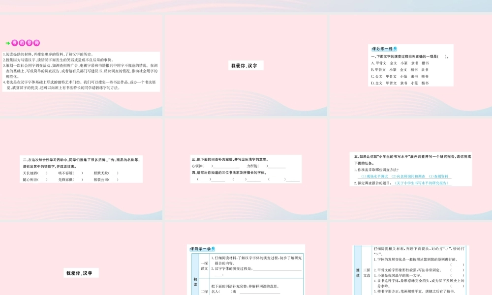 五年级语文下册 第三单元 综合性学习：遨游汉字王国（我爱你，汉字）课件 新人教版-新人教版小学五年级下册语文课件