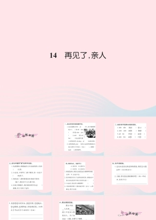 五年级语文下册 第四组 14 再见了 亲人习题课件 新人教版-新人教版小学五年级下册语文课件