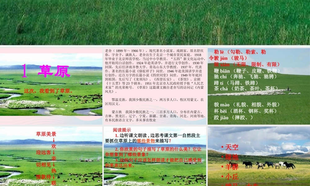 五年级语文下册 第一组 1 草原课件7 新人教版-新人教版小学五年级下册语文课件