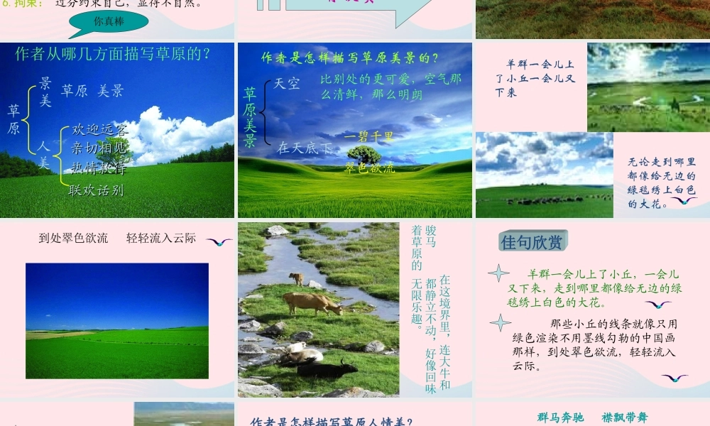 五年级语文下册 第一组 1《草原》课堂教学课件1 新人教版-新人教版小学五年级下册语文课件