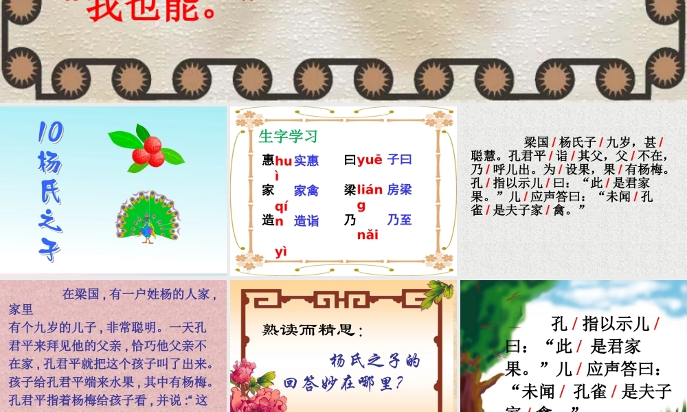 五年级语文下册 第三组 10 杨氏之子教学课件2 新人教版-新人教版小学五年级下册语文课件