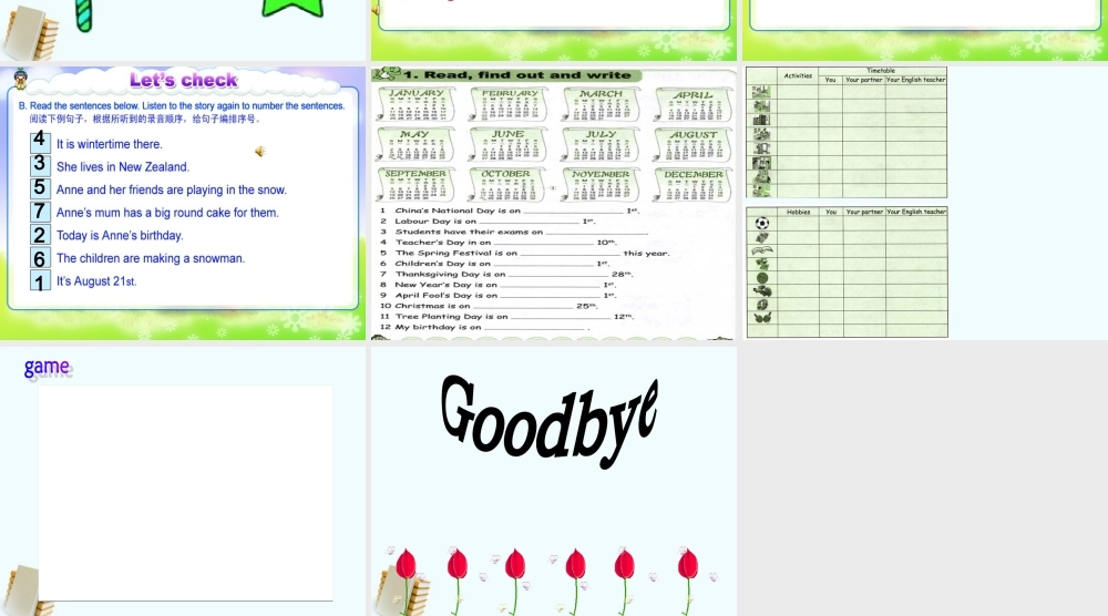 人教新版小学英语六年级上册课件FunTime2 Part1