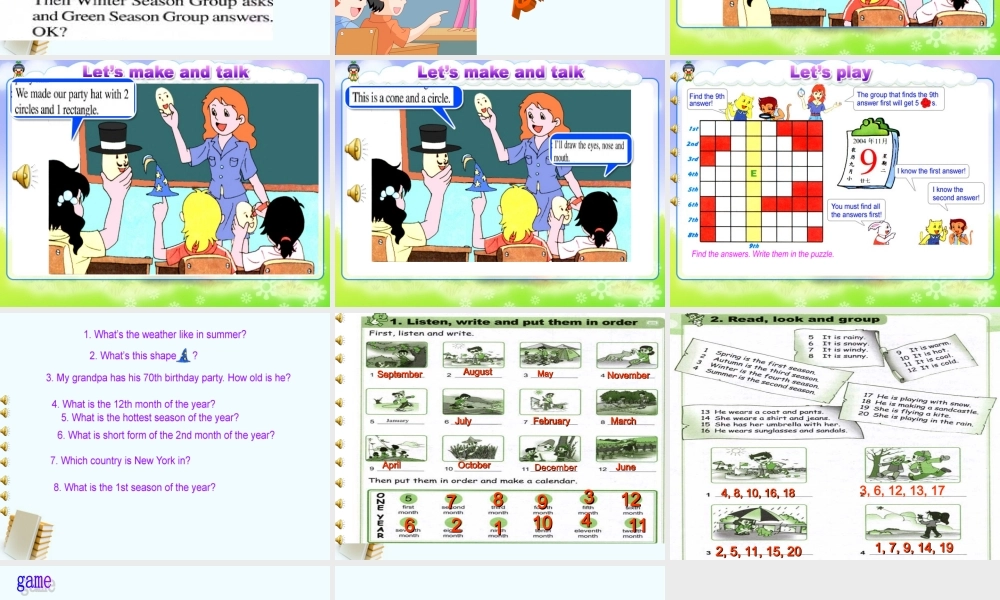 人教新版小学英语六年级上册课件FunTime2 Part2