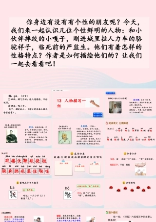 五年级语文下册 第五单元 13 人物描写一组精品课件 新人教版-新人教版小学五年级下册语文课件