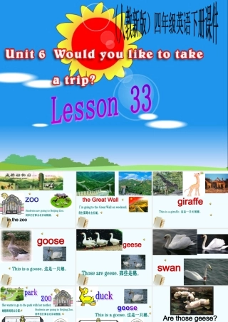 人教新版小学英语四年级下册课件Lesson33