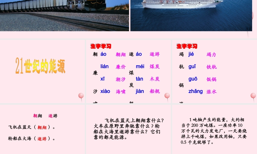 五年级语文下册《21世纪的能源》教学课件（简要参考） 教科版