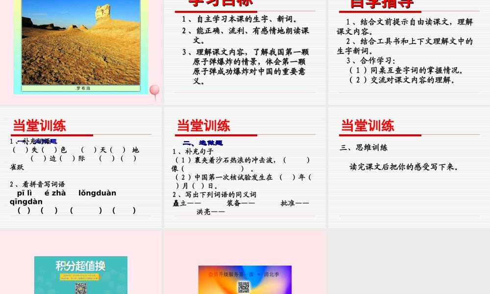 五年级语文下册《大漠升起蘑菇云》教学课件 教科版