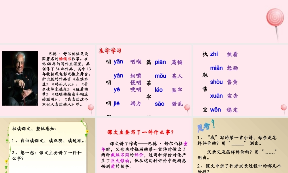 五年级语文下册《美极了与糟透了》教学课件（简要参考） 教科版