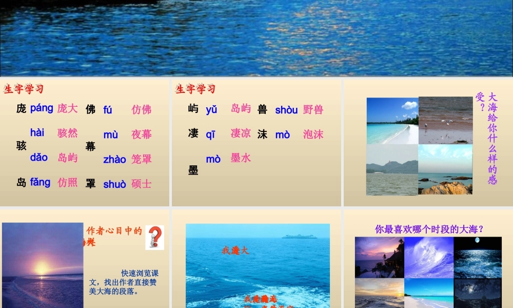 五年级语文下册《我爱大海》教学课件（简要参考） 教科版