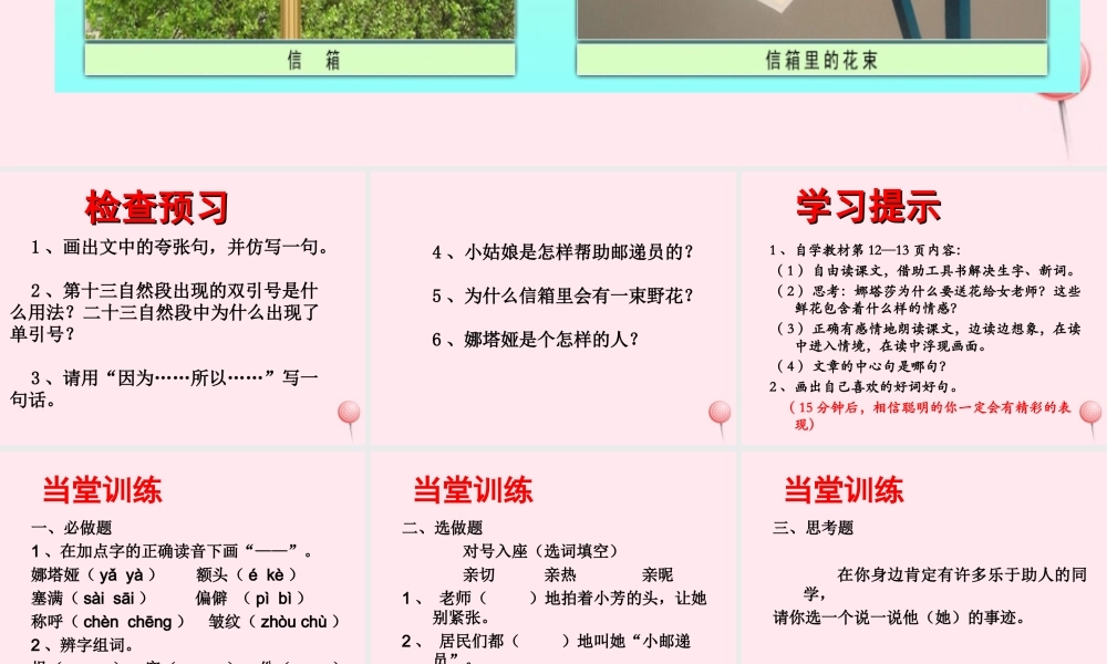 五年级语文下册《信箱里的花束》教学课件 教科版-教科版小学五年级下册语文课件