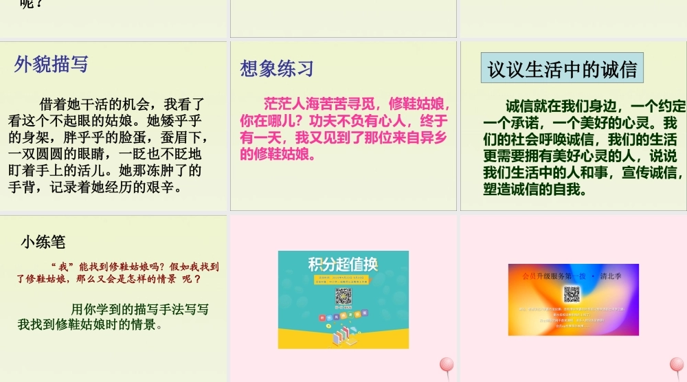 五年级语文下册《修鞋姑娘》教学课件（简要参考） 教科版
