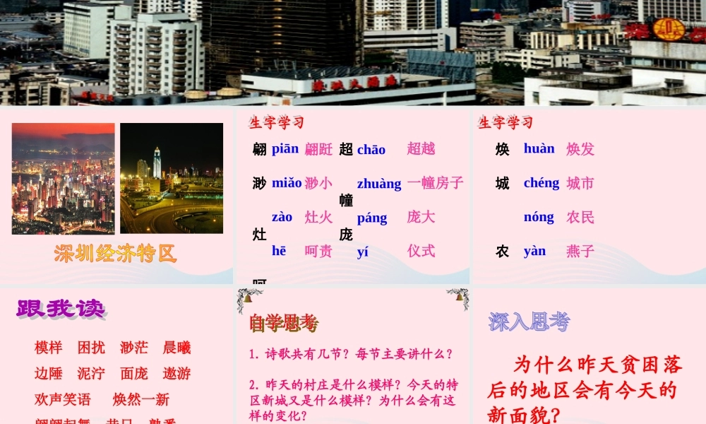 五年级语文下册《昨天，这儿是一座村庄》教学课件（简要参考） 教科版