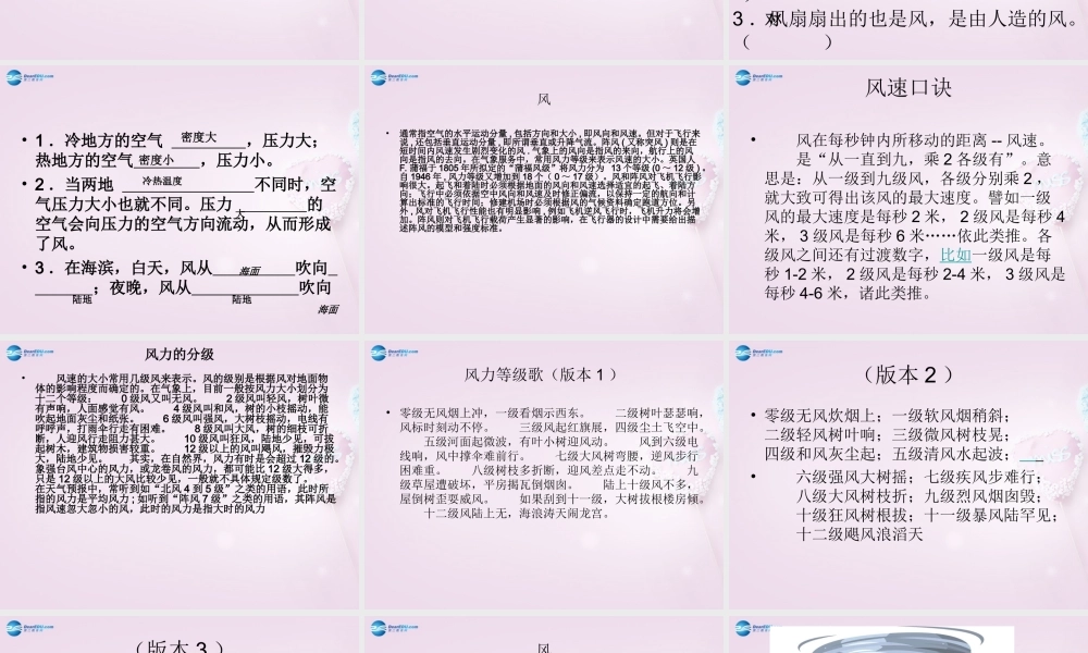 六年级科学下册《风从哪里来》课件2 青岛版