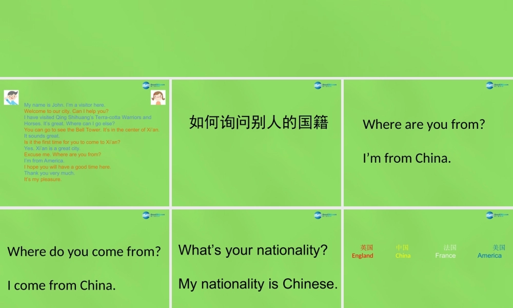 六年级英语下册《Lesson 2 I am a visitor here》课件 陕旅版