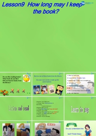 六年级英语下册《Lesson 9 How long may I keep the book》课件2 陕旅版