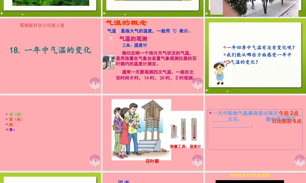 六年级科学上册 第1中气温的变化课件2 鄂教版-鄂教级上册自然科学课件