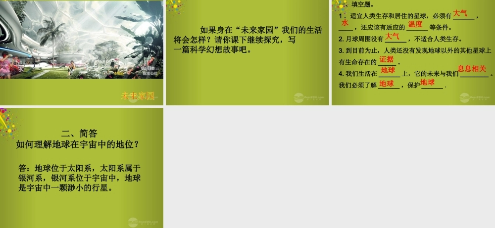 六年级科学下册《未来家园》课件3 青岛版