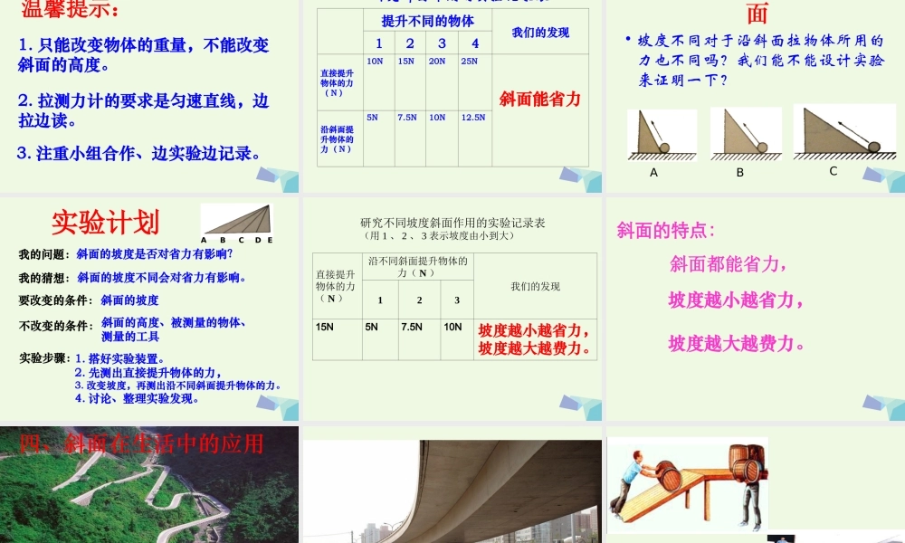 六年级科学上册 1.7 斜面的作用课件4 教科版-教科版小学六年级上册自然科学课件